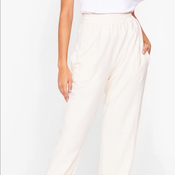NWT Cream High-Waisted Relaxed Joggers - Picture 3 of 5